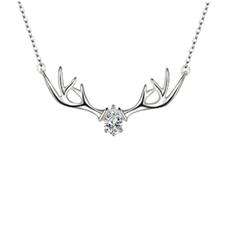 简丹925银鹿角项链