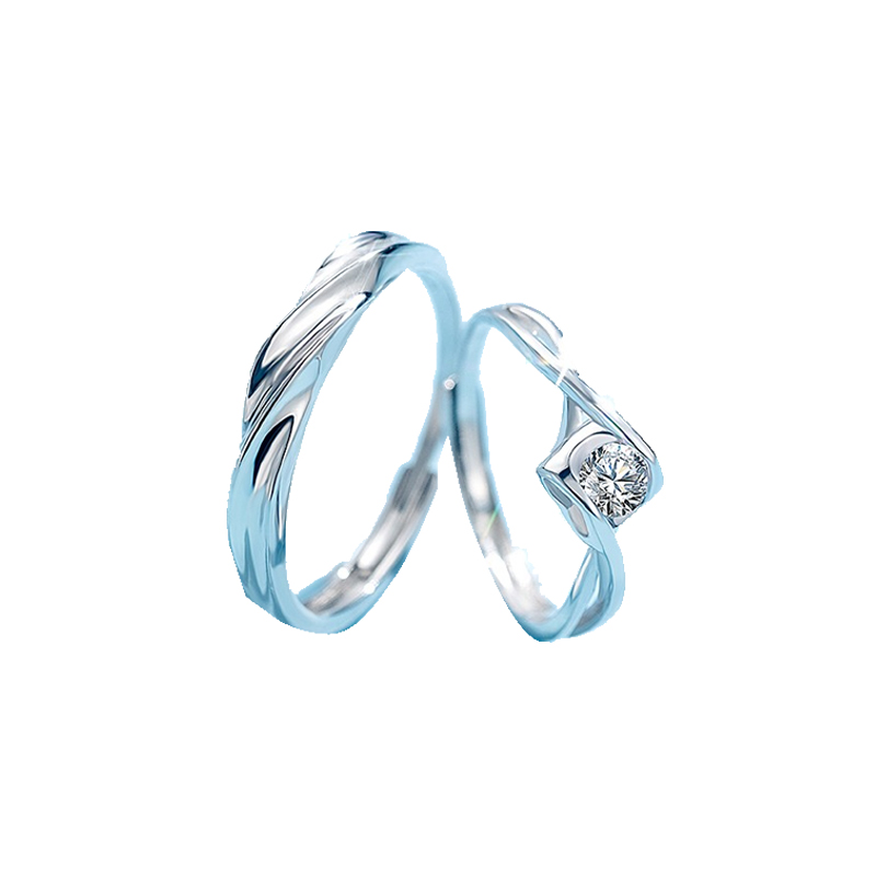 沫兰 简约流线情侣戒指
