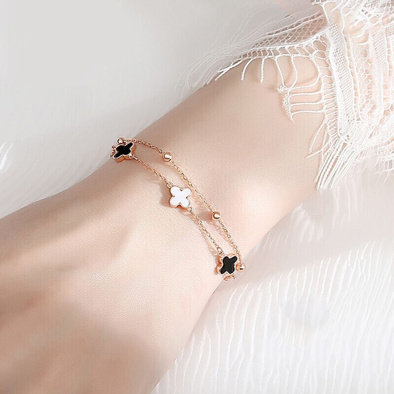 奢蒂 四叶草纯银手链