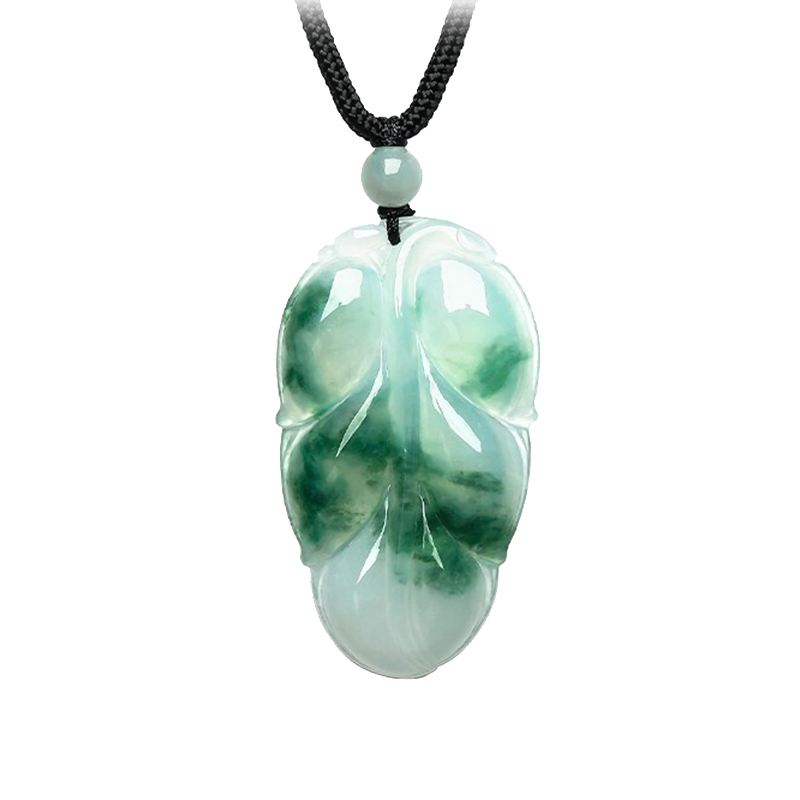 周六福 满绿叶子翡翠吊坠