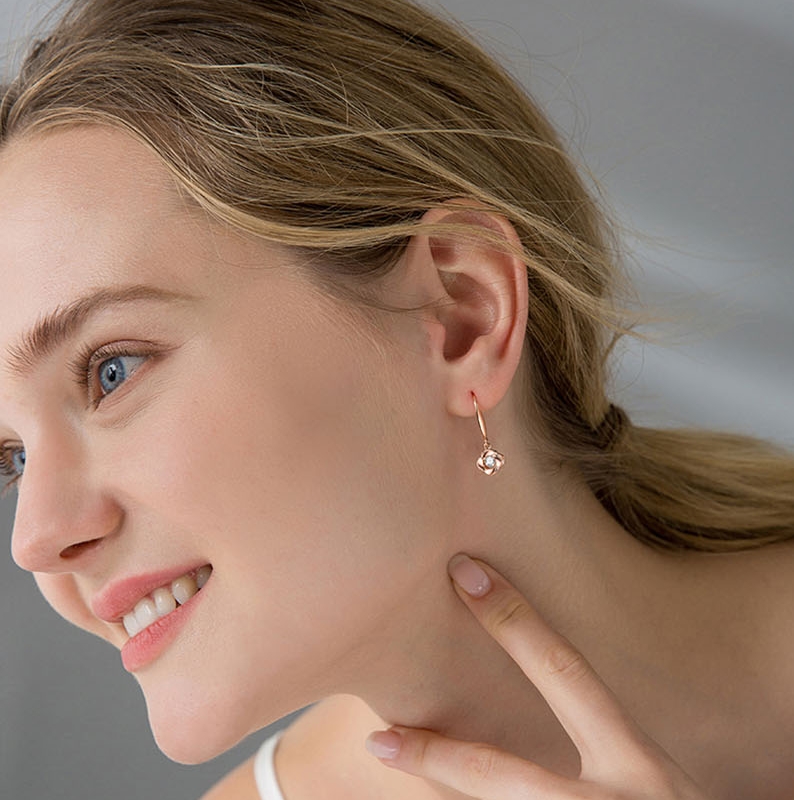 MyMiss 玫瑰金四叶草耳饰