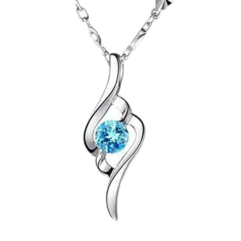 法蔻 白金蓝钻项链