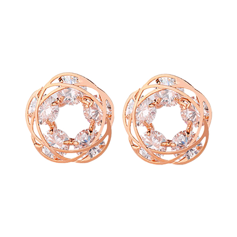 KJ镀玫瑰金色花朵耳饰