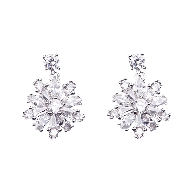 伊黛儿日韩小雪花银饰耳环