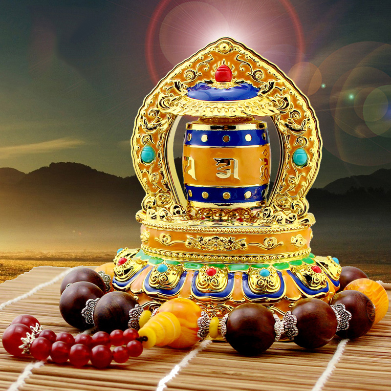 雪域印象 珐琅彩转经轮摆件
