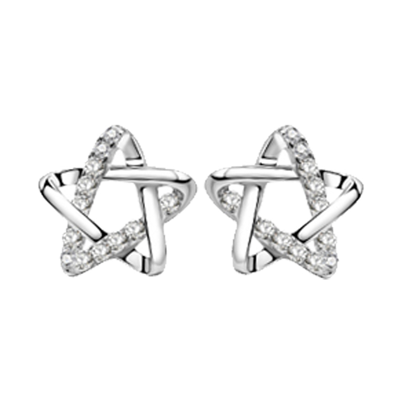 曼蒂娅纯银五角星耳饰