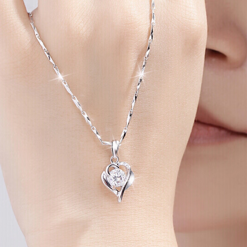 缔晶 日韩版爱心锁骨链吊坠