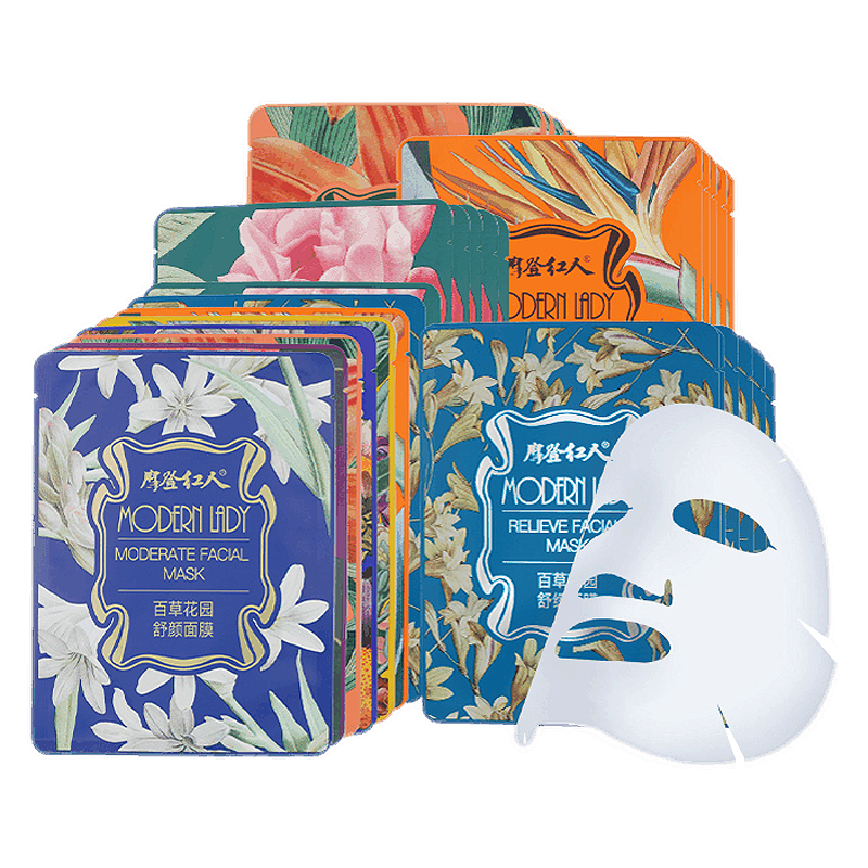 摩登红人 百草花园舒缓蚕丝面膜