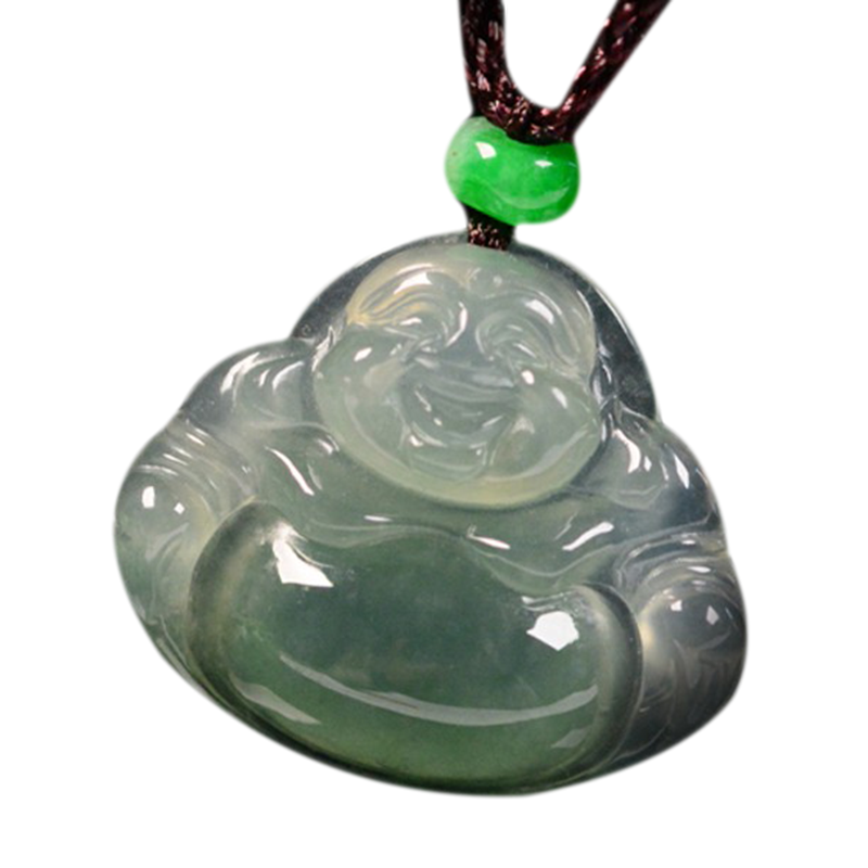 雅翠玲珑弥勒佛翡翠吊坠