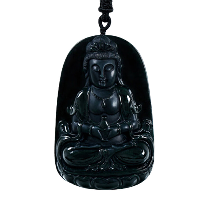 碧玉尊 玉观音墨翡翡翠吊坠