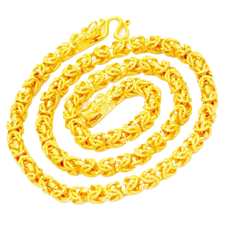 莹玉碧 双龙头雕花 项链