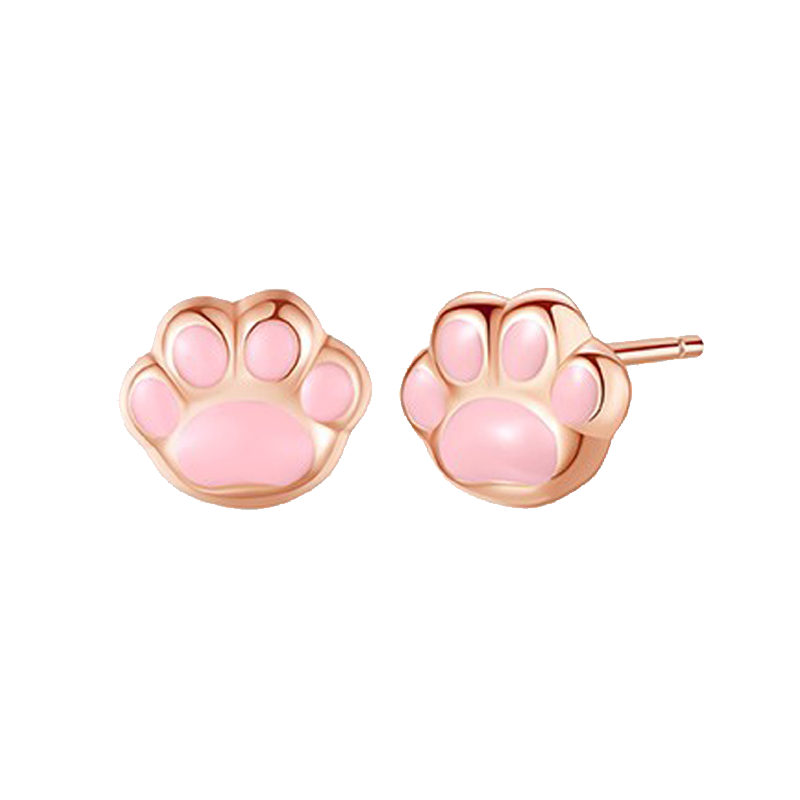 银千惠 粉色猫爪 耳饰