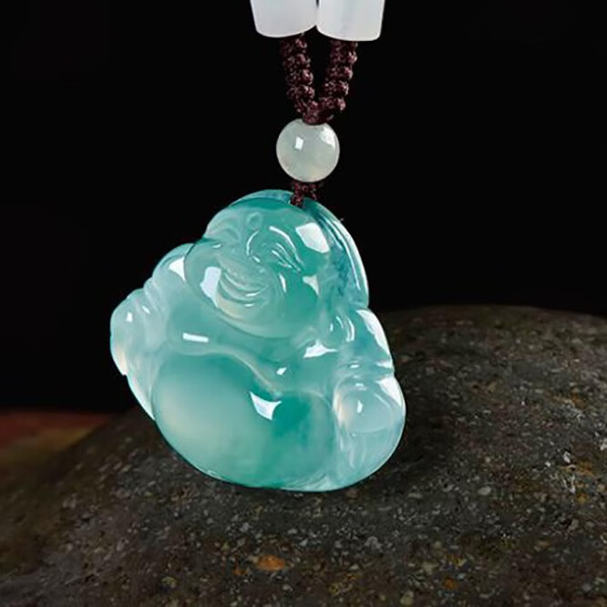 碧玉尊 弥勒佛冰种翡翠吊坠
