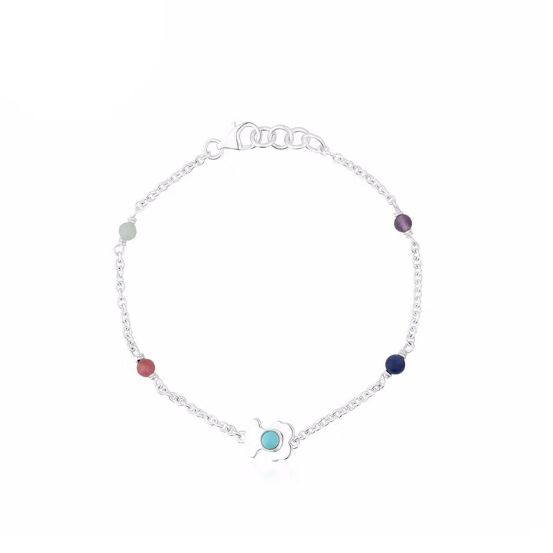 TOUS桃丝熊925银方手链