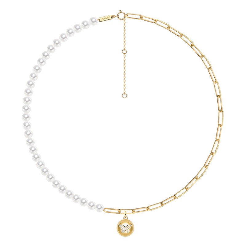 何方珠宝 金色蝴蝶项链