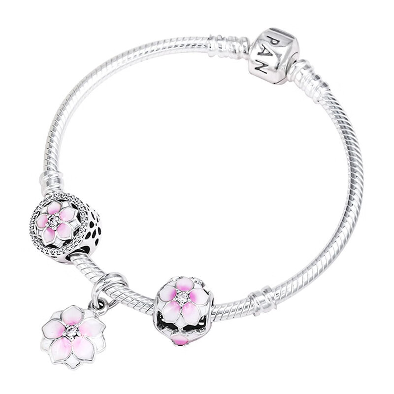 潘多拉 粉色木兰花手链