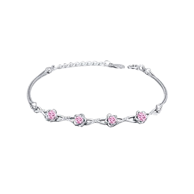 卡蒂罗 粉色桃花银手链