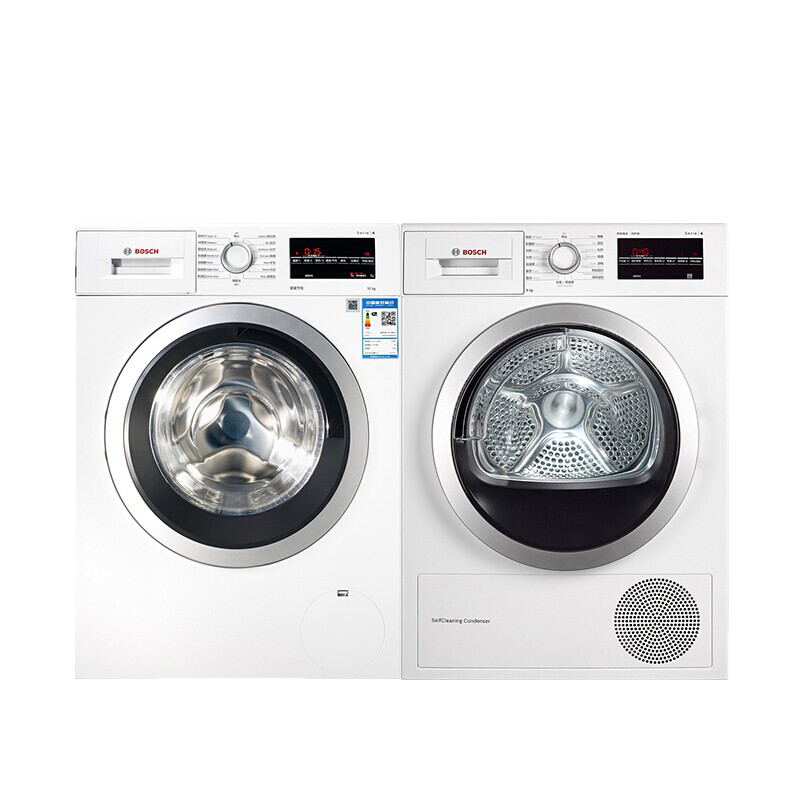 博世大容量滚筒热泵洗烘套装