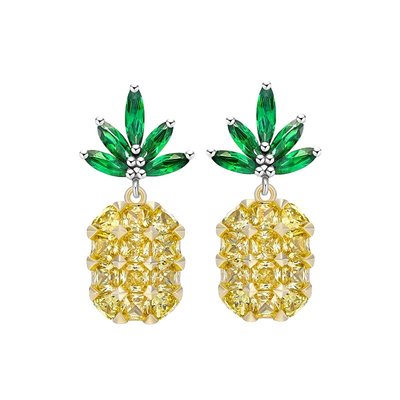 何方珠宝 时尚菠萝 耳环