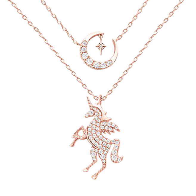 俏物悄语星月独角兽项链