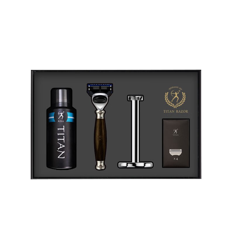 大力人 天然血木柄刮胡刀