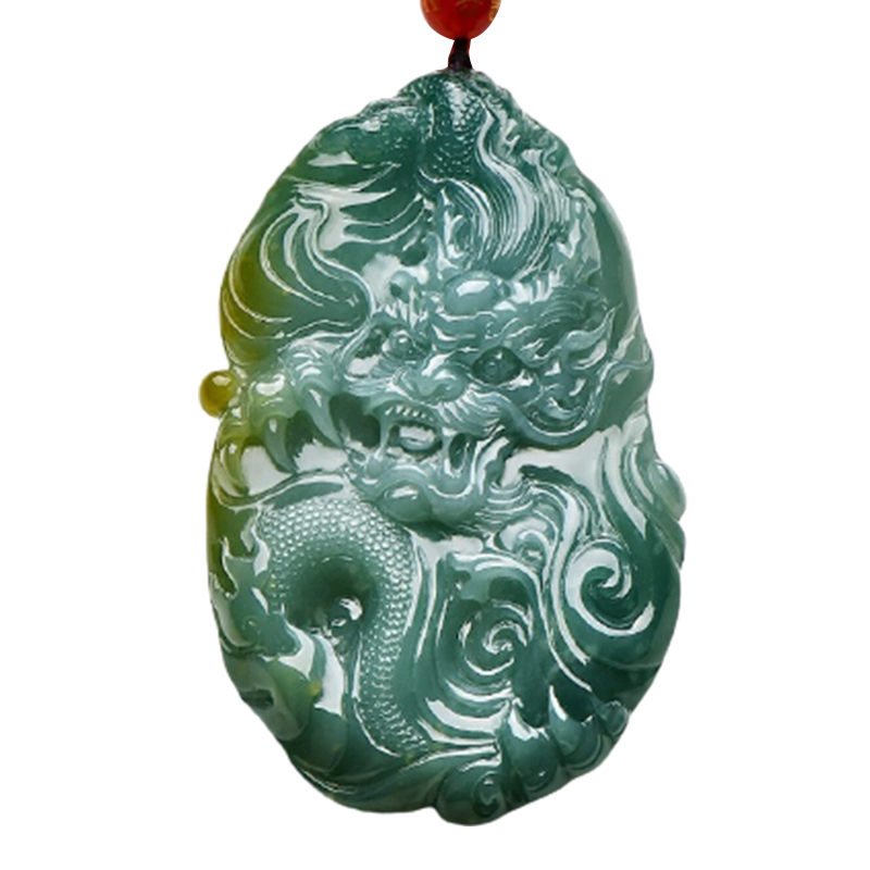 千载一玉 冰油青雕刻翡翠吊坠