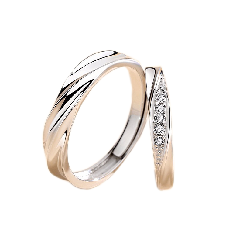 花影S925纯银情侣戒指