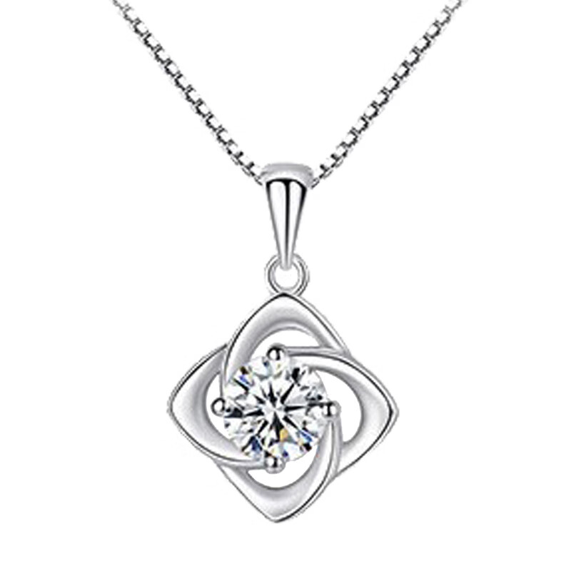 幸泰福四叶草白锆项链