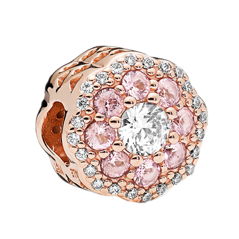 潘多拉粉色花朵串饰