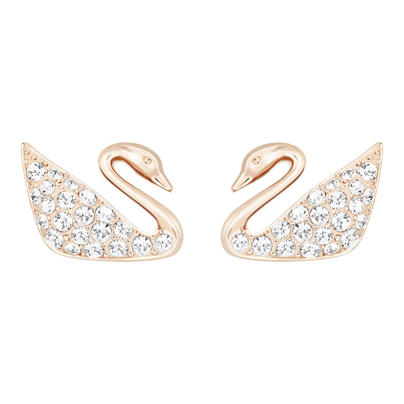 施华洛世奇镀玫瑰金色天鹅耳饰