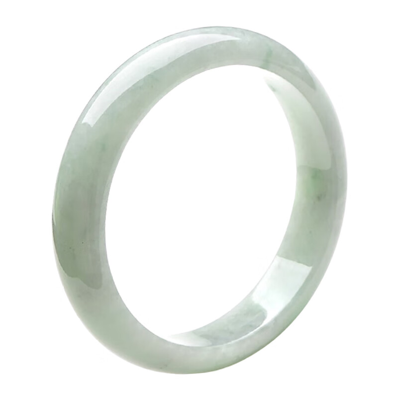 千载一玉 淡绿色飘花翡翠手镯