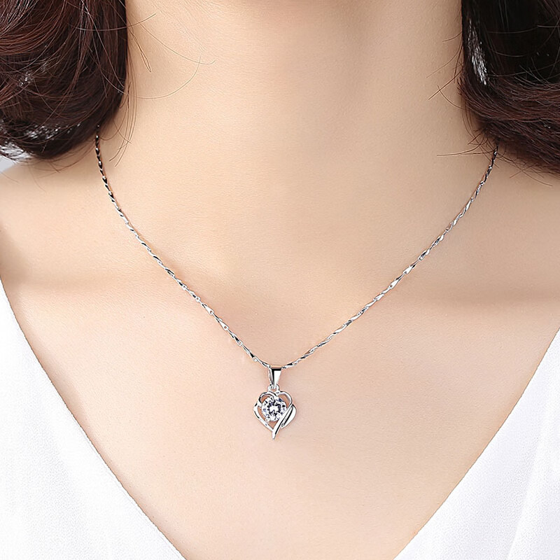 城市玉光 森系锁骨银项链