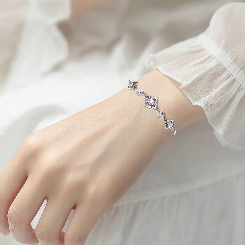 唯一 简约四叶草银手链