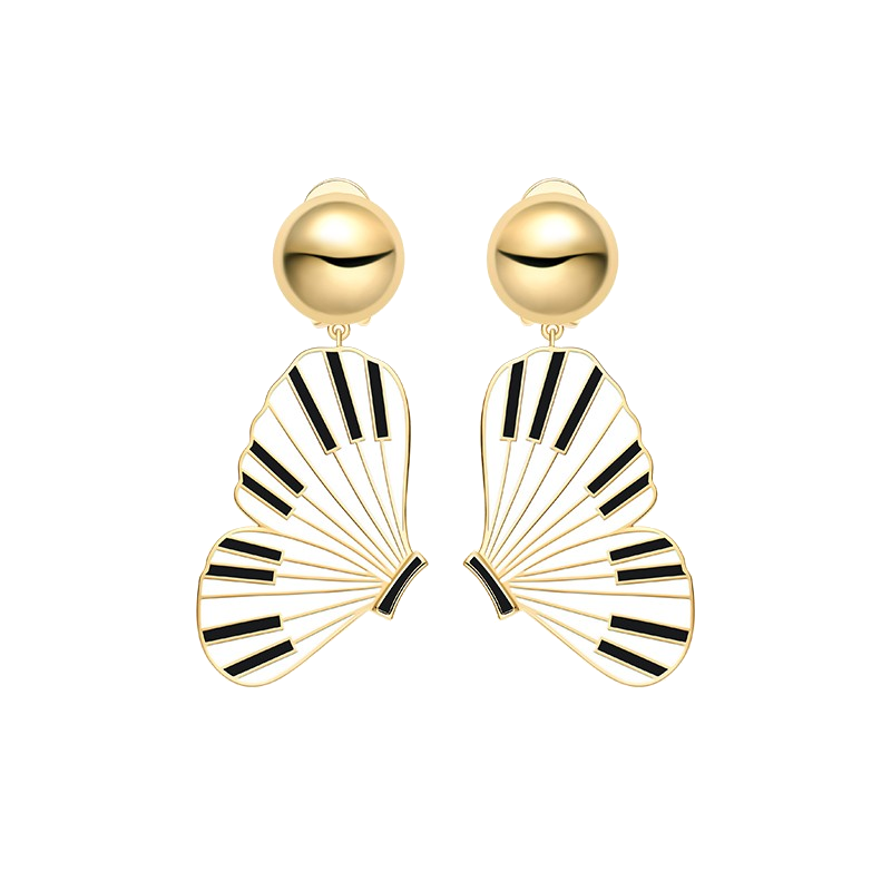 何方珠宝 钢琴蝴蝶耳饰