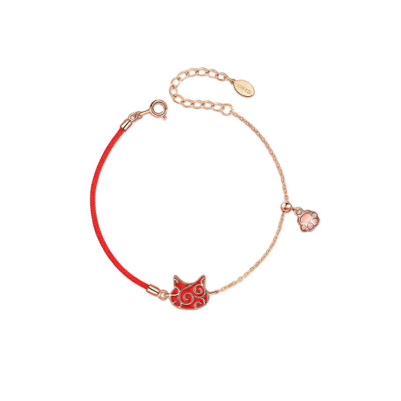 卡蒂罗 如意云纹猫银手链