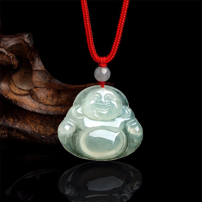 周六福 弥勒红绳翡翠吊坠