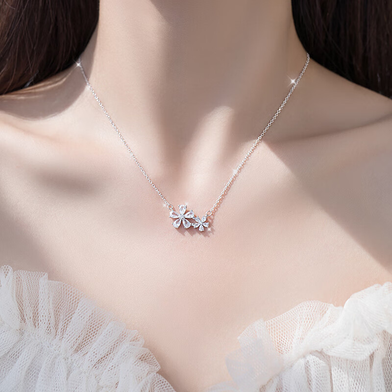 桑玛韩版花朵吊坠锁骨链