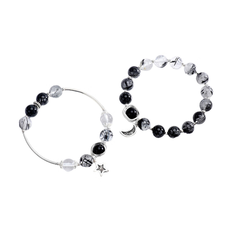 冠带星月黑水晶手链