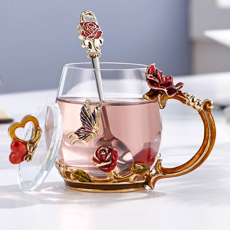 诺诗曼珐琅玻璃水杯，送闺蜜创意生日礼物
