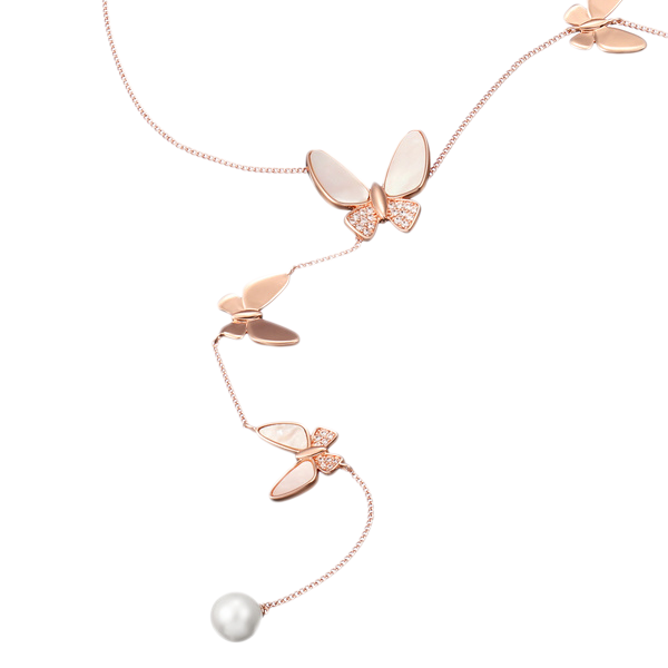 阿吉豆蝴蝶珍珠项链