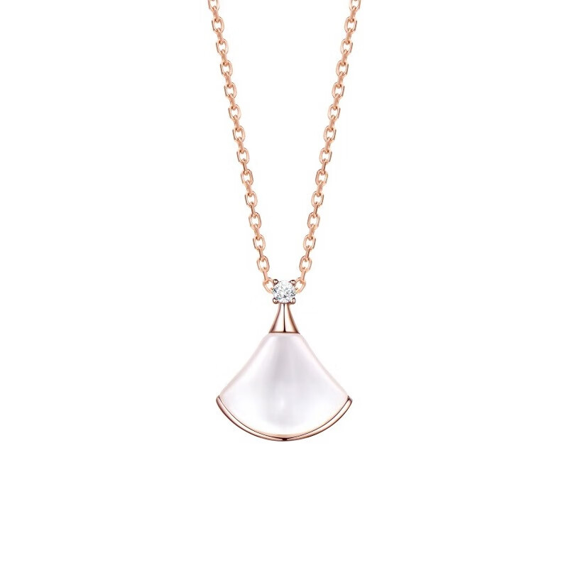 MZMZ 扇形镀玫瑰金项链