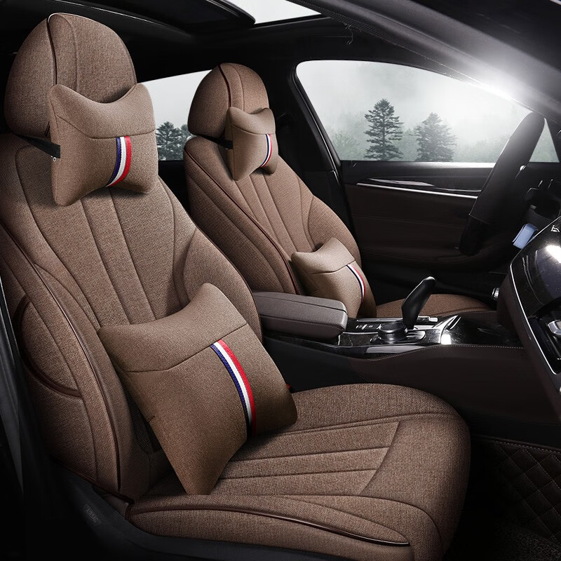 牧饰 透气棉麻汽车座垫