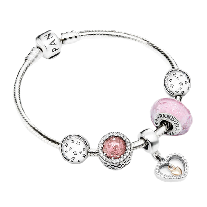 潘多拉 粉色琉璃手链