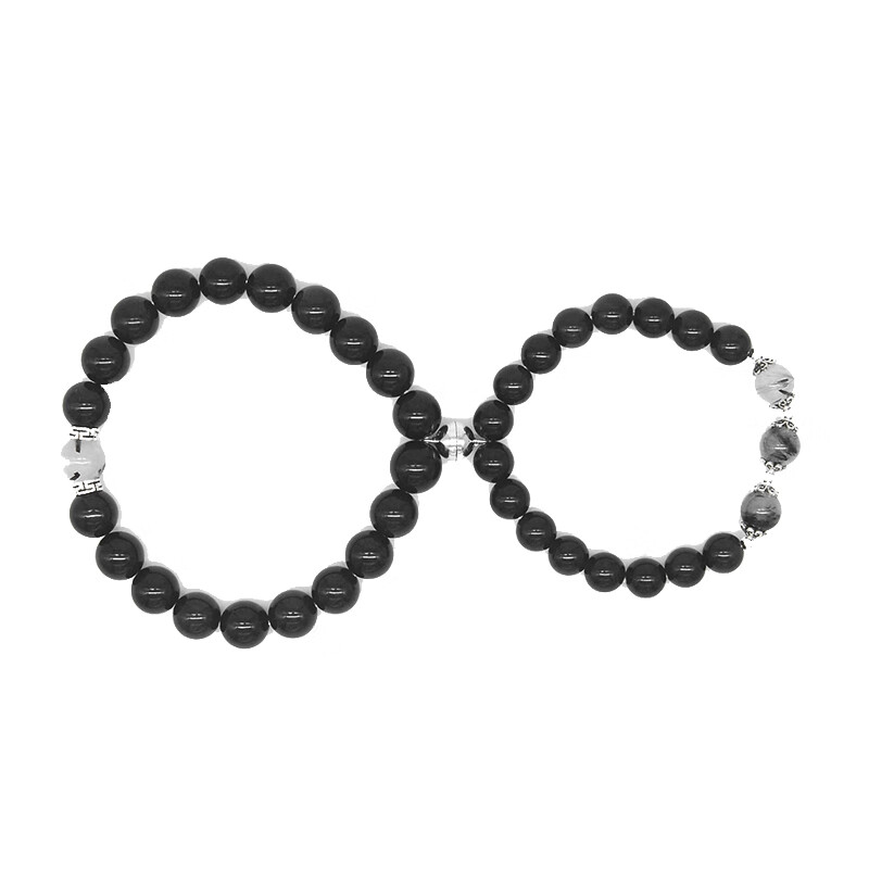 伊黛儿 黑曜石水晶情侣手链