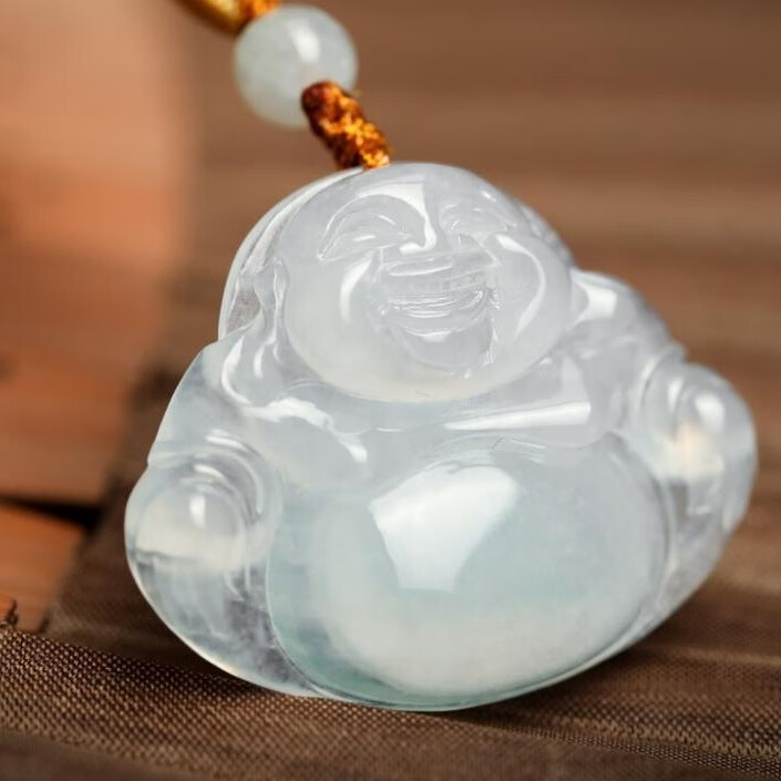 七彩云南 佛公冰糯种翡翠吊坠