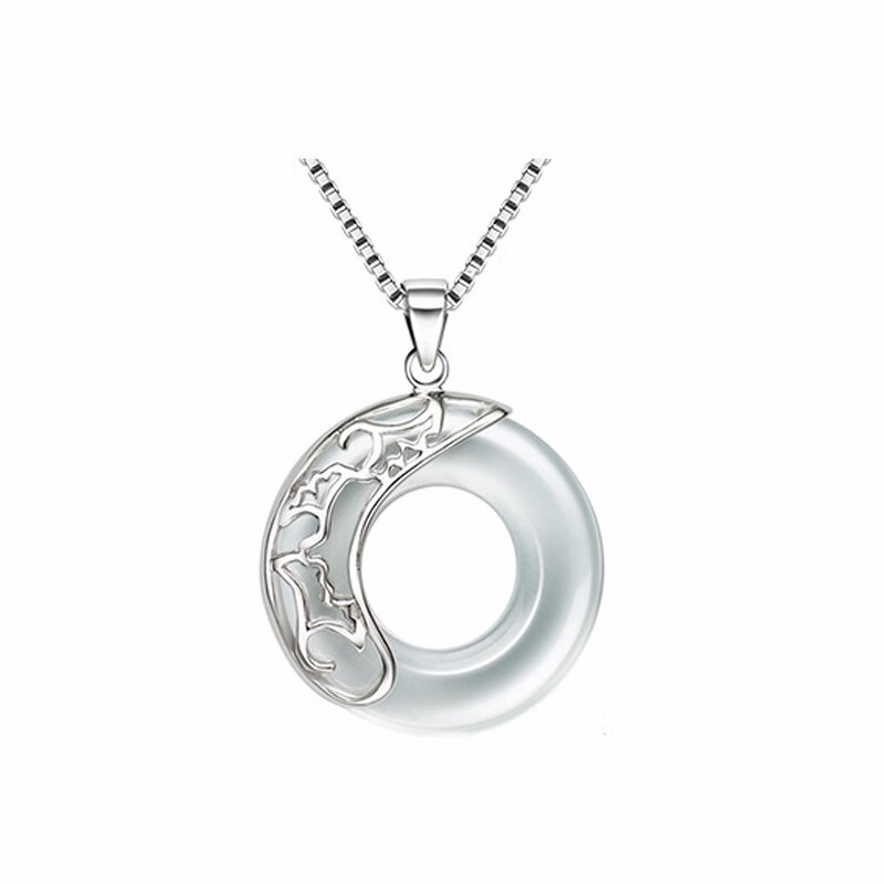 银千惠 镂空荷叶吊坠项链