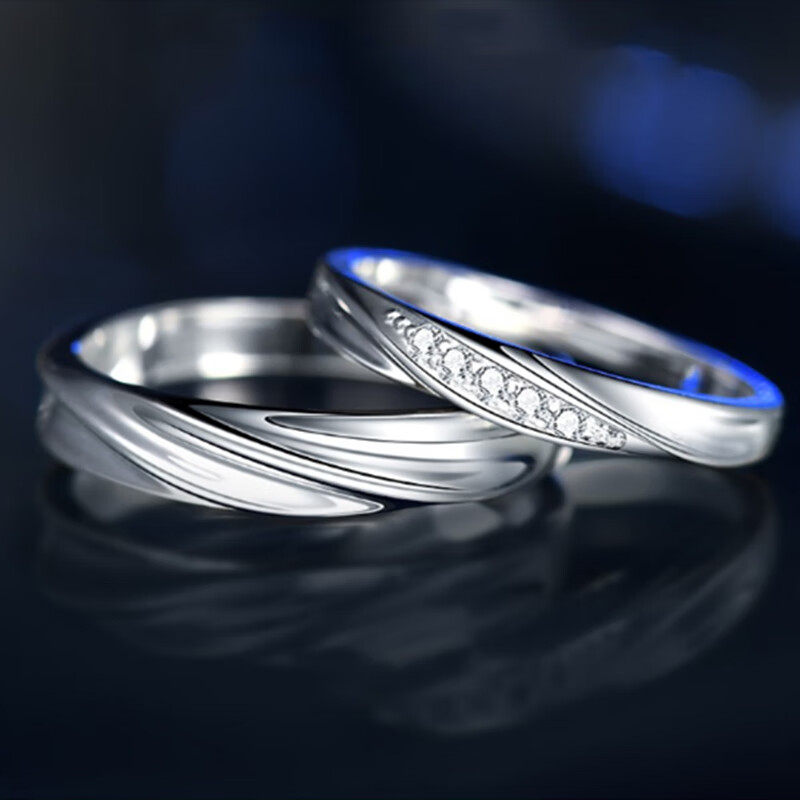 卡蒂罗开口不褪色银饰对戒