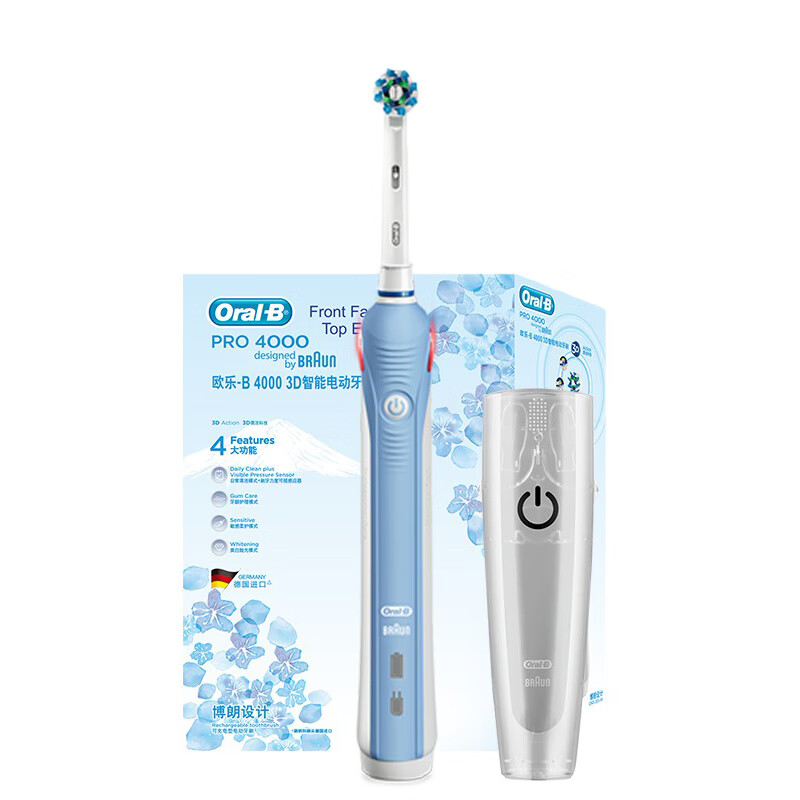 欧乐B P4000浅蓝电动牙刷