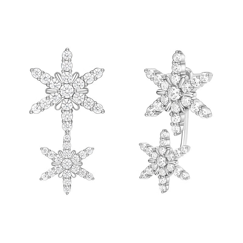 何方珠宝 气质雪花 耳钉