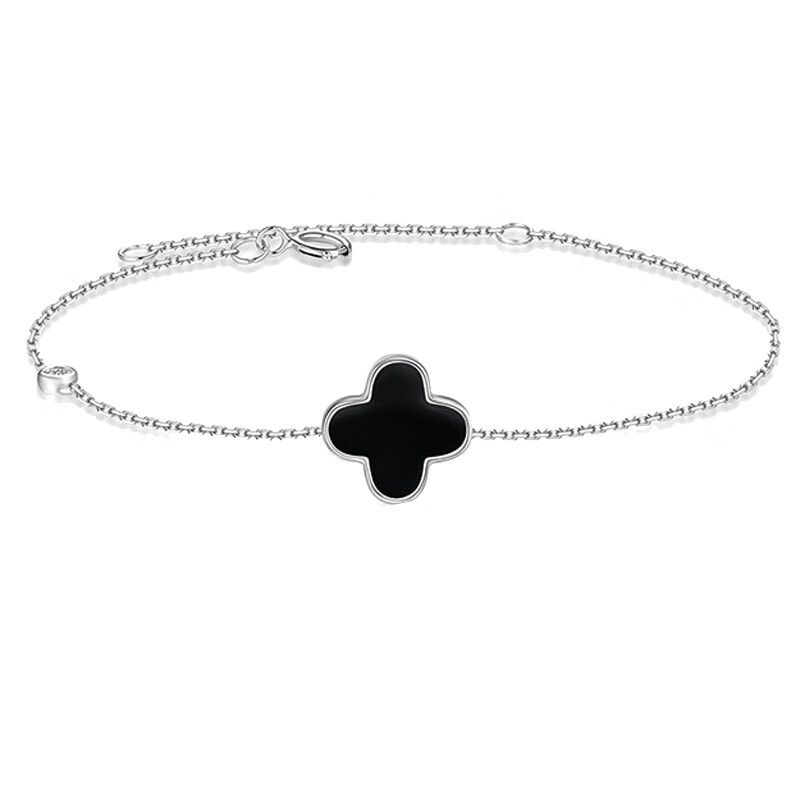 恋晴 四叶草黑玛瑙手链